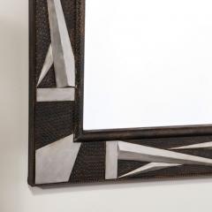 Art Deco Wrought Iron Mirror w Stylized Cubist Geometric Detailing - 3197945