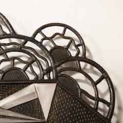 Art Deco Wrought Iron Mirror w Stylized Cubist Geometric Detailing - 3198052