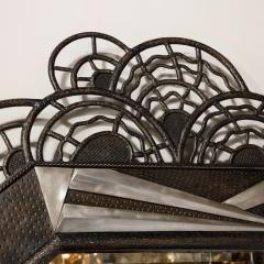 Art Deco Wrought Iron Mirror w Stylized Cubist Geometric Detailing - 3198054