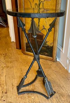 Art Deco Wrought Iron Round Single Cocktail Side Table W Arrows - 2316781