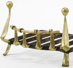 Art Deco awesome andiron with gold leaf wrought iron front - 948835