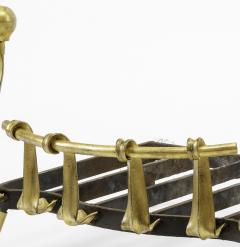 Art Deco awesome andiron with gold leaf wrought iron front - 948840