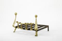 Art Deco awesome andiron with gold leaf wrought iron front - 948845