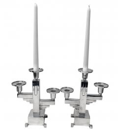 Art Deco bold design Silver on Bronze Candelabra C 1930 - 3804543