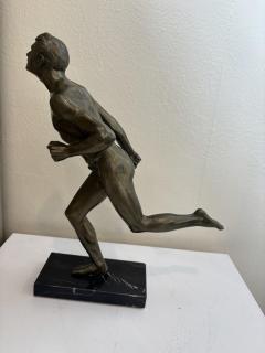 Art Deco bronze figure of a man wearing a loin cloth running - 4665551