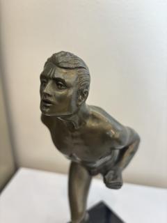 Art Deco bronze figure of a man wearing a loin cloth running - 4665553