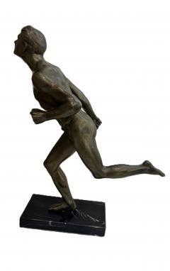 Art Deco bronze figure of a man wearing a loin cloth running - 4665555