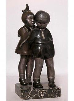 Art Deco bronze figure of boy and girl - 4655676