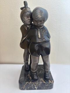Art Deco bronze figure of boy and girl - 4655680
