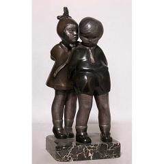 Art Deco bronze figure of boy and girl - 4662153