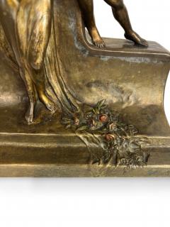 Art Deco bronze group of standing semi nude lady and seated man embracing - 4668093