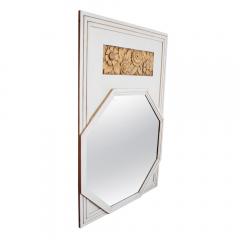 Art Deco period white lacquered large trumeau mirror - 3812238