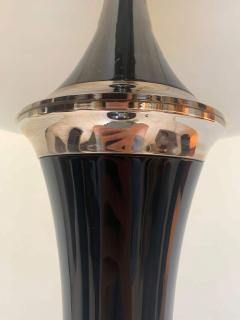 Art Deco style floor lamp Black Lacquer and Nickel - 1984702