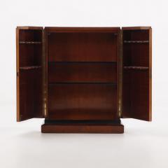 Art Deco walnut two door bar cabinet with ebonized details C 1940  - 3631250