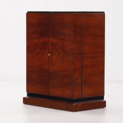 Art Deco walnut two door bar cabinet with ebonized details C 1940  - 3631253