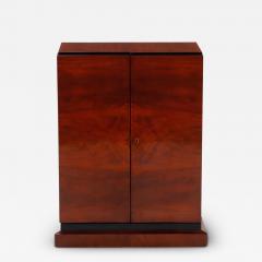 Art Deco walnut two door bar cabinet with ebonized details C 1940  - 3631614