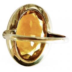 Art Deco14K Citrine and Glass Enamel Ring - 3477724
