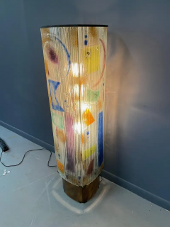 Art Glass Sculptural Floor Lamp with Bronze Fittings Mid Century - 2518310