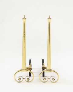 Art Nouveau Aged Brass Andirons - 1861327