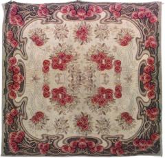 Art Nouveau Beige and Green Velvet Table Cover - 4214055