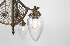 Art Nouveau Brass Ceiling Lamp with Glass Shades Europe 1900s - 3385882