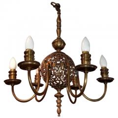 Art Nouveau Bronze Chandelier Wall Light Set - 3266302