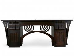 Art Nouveau Ebonized Oak Worn Leather Antique Pedestal Desk - 1175118