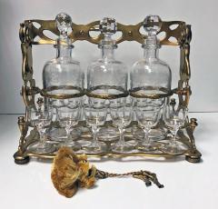 Art Nouveau French Gilded Bronze Tantalus and Liqueur Set - 1190568