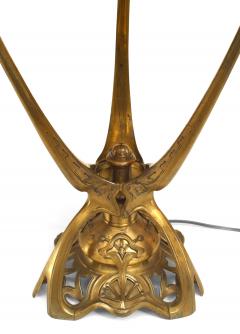 Art Nouveau Hungarian Jeweled Brass Table Lamp - 1377242