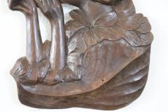 Art Nouveau Low Relief Sculpture in Walnut Woman with Cigarette - 3292102