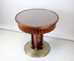 Art Nouveau Mahogany Gaming Table with Hammered Brass Base Austria circa 1910 - 3526366