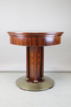 Art Nouveau Mahogany Gaming Table with Hammered Brass Base Austria circa 1910 - 3526371