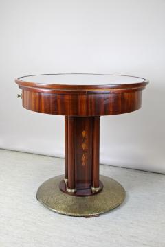 Art Nouveau Mahogany Gaming Table with Hammered Brass Base Austria circa 1910 - 3526375