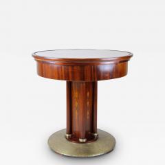 Art Nouveau Mahogany Gaming Table with Hammered Brass Base Austria circa 1910 - 3530151