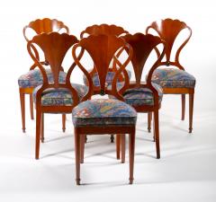 Art Nouveau Mahogany Wood Frame Shield Back Dining Chairs Set Six - 3050800
