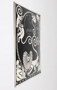 Art Nouveau Moriz Jung Cabaret Fledermaus Vienna Enameled Advertising Sign - 4066638