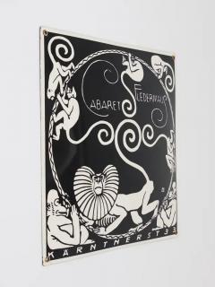 Art Nouveau Moriz Jung Cabaret Fledermaus Vienna Enameled Advertising Sign - 4066642