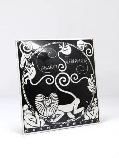 Art Nouveau Moriz Jung Cabaret Fledermaus Vienna Enameled Advertising Sign - 4066719