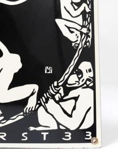 Art Nouveau Moriz Jung Cabaret Fledermaus Vienna Enameled Advertising Sign - 4066766