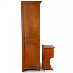 Art Nouveau Oak Armoire Wardrobe and Nightstand by Gustave Serrurier Bovy - 4502173