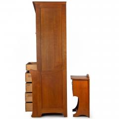 Art Nouveau Oak Armoire Wardrobe and Nightstand by Gustave Serrurier Bovy - 4502175