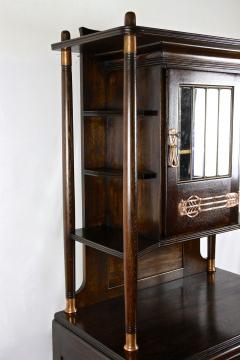 Art Nouveau Oak Cabinet Buffet Credenza With Copper Elements Austria ca 1910 - 3337287