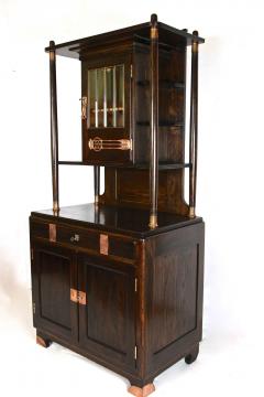 Art Nouveau Oak Cabinet Buffet Credenza With Copper Elements Austria ca 1910 - 3337289