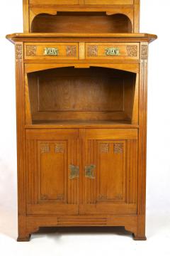 Art Nouveau Oakwood Cabinet Buffet With Tiffany Style Glass Inlays AT ca 1910 - 3365375