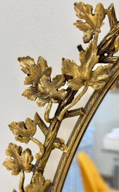 Art Nouveau Oval Brass Leaf Design Frame Wall or Vanity Mirror - 3851639