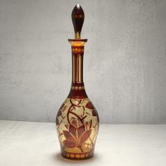 Art Nouveau Pair Of Handblown Hand Cut Crystal Bell Shaped Decanters - 3202052