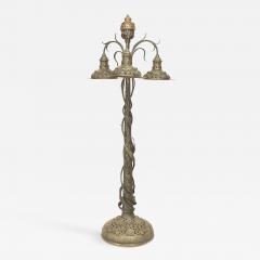 Art Nouveau Patinated Metal Jeweled Floor Lamp - 1382219