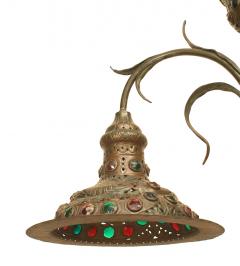 Art Nouveau Patinated Metal Jeweled Floor Lamp - 4631847
