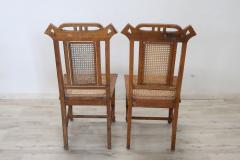 Art Nouveau Period Oak Wood and Wien Straw Chairs Set of 2 - 2251159