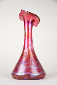 Art Nouveau Red Glass Vase by Fritz Heckert Jack In The Pulpit CZ circa 1901 - 4242653